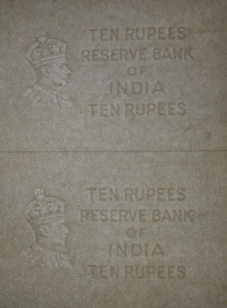 Ten Rupees - Reserve Bank of India marca al agua